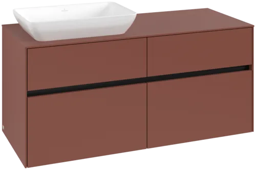 VILLEROY BOCH Collaro Vanity unit, with lighting, 4 pull-out compartments, 1200 x 548 x 500 mm, Wine Red / Wine Red #C113B0AH resmi