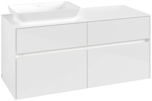 Obrázek VILLEROY BOCH Collaro toaletní skříňka, s osvětlením, 4 výsuvy, 1200 x 548 x 500 mm, lesklá bílá / lesklá bílá #C113B0DH