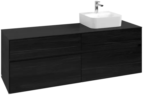 Picture of VILLEROY BOCH Collaro Vanity unit, with lighting, 4 pull-out compartments, 1600 x 548 x 500 mm, Black Oak / Black Oak #C106B0AB