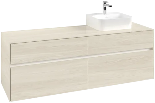 Picture of VILLEROY BOCH Collaro Vanity unit, with lighting, 4 pull-out compartments, 1600 x 548 x 500 mm, White Oak / White Oak #C106B0AA