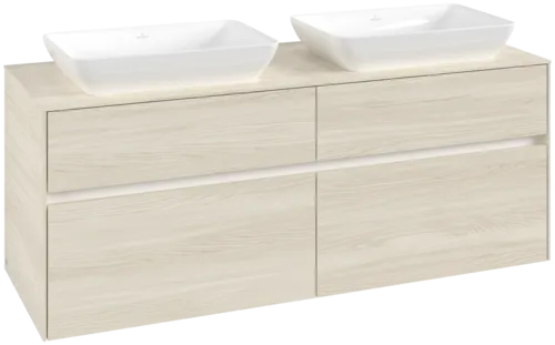 Picture of VILLEROY BOCH Collaro Vanity unit, with lighting, 4 pull-out compartments, 1400 x 548 x 500 mm, White Oak / White Oak #C119B0AA