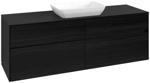 Picture of VILLEROY BOCH Collaro Vanity unit, with lighting, 4 pull-out compartments, 1600 x 548 x 500 mm, Black Oak / Black Oak #C120B0AB