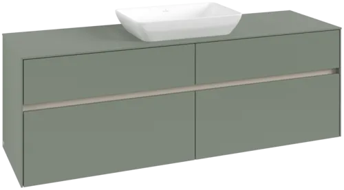 VILLEROY BOCH Collaro Vanity unit, with lighting, 4 pull-out compartments, 1600 x 548 x 500 mm, Soft Green / Soft Green #C120B0AF resmi
