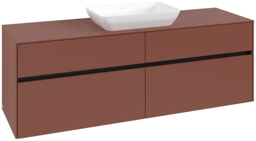 VILLEROY BOCH Collaro Vanity unit, with lighting, 4 pull-out compartments, 1600 x 548 x 500 mm, Wine Red / Wine Red #C120B0AH resmi