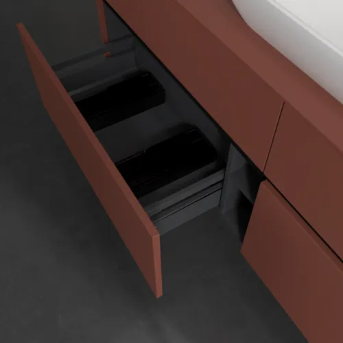 Bild von VILLEROY BOCH Collaro Waschbeckenunterschrank, mit Beleuchtung, 4 Auszüge, 1600 x 548 x 500 mm, Wine Red / Wine Red #C120B0AH