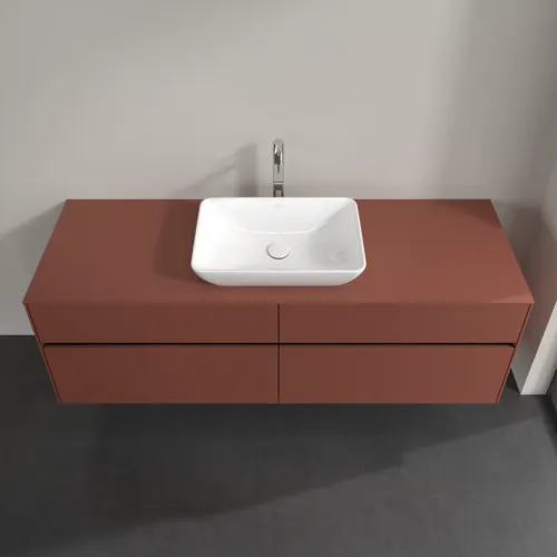 Bild von VILLEROY BOCH Collaro Waschbeckenunterschrank, mit Beleuchtung, 4 Auszüge, 1600 x 548 x 500 mm, Wine Red / Wine Red #C120B0AH