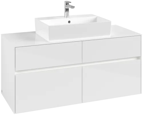 VILLEROY BOCH Collaro Vanity unit, with lighting, 4 pull-out compartments, 1200 x 548 x 500 mm, Glossy White / Glossy White #C128B0DH resmi