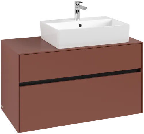 VILLEROY BOCH Collaro Vanity unit, with lighting, 2 pull-out compartments, 1000 x 548 x 500 mm, Wine Red / Wine Red #C127B0AH resmi