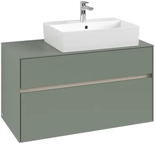 VILLEROY BOCH Collaro Vanity unit, with lighting, 2 pull-out compartments, 1000 x 548 x 500 mm, Soft Green / Soft Green #C127B0AF resmi