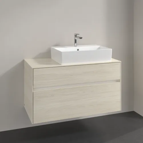 Bild von VILLEROY BOCH Collaro Waschbeckenunterschrank, mit Beleuchtung, 2 Auszüge, 1000 x 548 x 500 mm, White Oak / White Oak #C127B0AA
