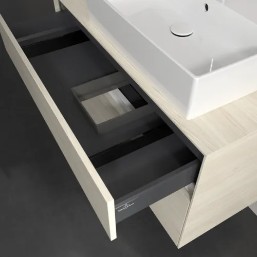 Bild von VILLEROY BOCH Collaro Waschbeckenunterschrank, mit Beleuchtung, 2 Auszüge, 1000 x 548 x 500 mm, White Oak / White Oak #C127B0AA