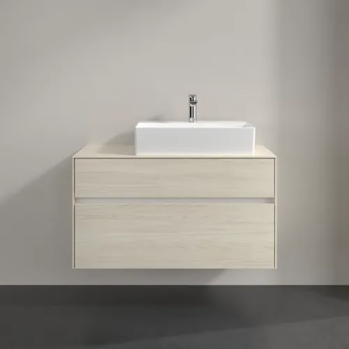 Bild von VILLEROY BOCH Collaro Waschbeckenunterschrank, mit Beleuchtung, 2 Auszüge, 1000 x 548 x 500 mm, White Oak / White Oak #C127B0AA