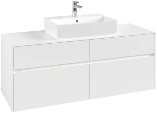 Picture of VILLEROY BOCH Collaro Vanity unit, with lighting, 4 pull-out compartments, 1400 x 548 x 500 mm, White Matt / White Matt #C131B0MS