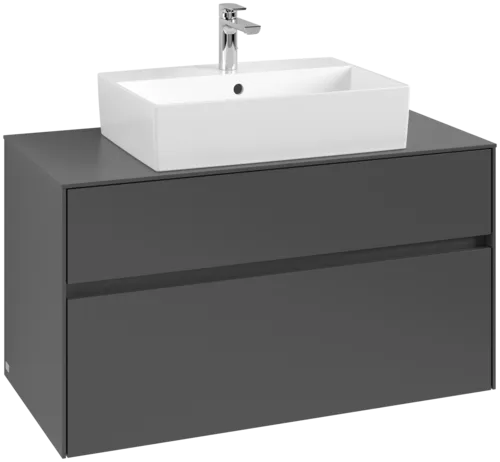 VILLEROY BOCH Collaro Vanity unit, with lighting, 2 pull-out compartments, 1000 x 548 x 500 mm, Graphite / Graphite #C125B0VR resmi