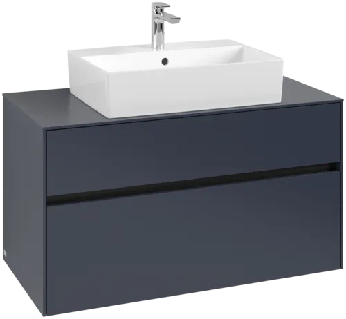 VILLEROY BOCH Collaro Vanity unit, with lighting, 2 pull-out compartments, 1000 x 548 x 500 mm, Marine Blue / Marine Blue #C125B0VQ resmi