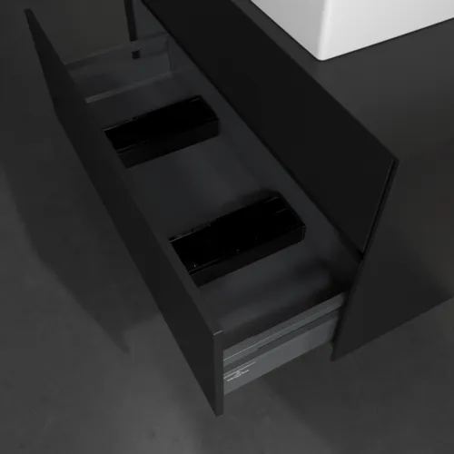 Bild von VILLEROY BOCH Collaro Waschbeckenunterschrank, mit Beleuchtung, 2 Auszüge, 1000 x 548 x 500 mm, Volcano Black / Volcano Black #C125B0VL