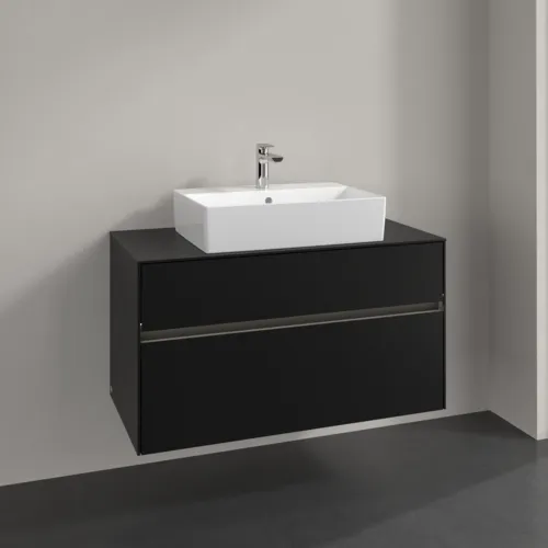 Bild von VILLEROY BOCH Collaro Waschbeckenunterschrank, mit Beleuchtung, 2 Auszüge, 1000 x 548 x 500 mm, Volcano Black / Volcano Black #C125B0VL