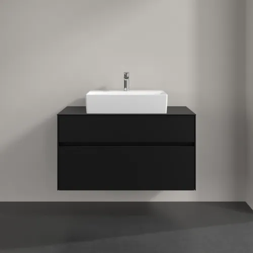 Bild von VILLEROY BOCH Collaro Waschbeckenunterschrank, mit Beleuchtung, 2 Auszüge, 1000 x 548 x 500 mm, Volcano Black / Volcano Black #C125B0VL