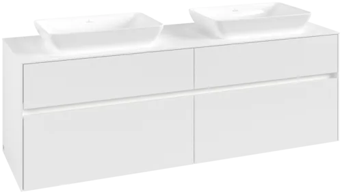 Picture of VILLEROY BOCH Collaro Vanity unit, with lighting, 4 pull-out compartments, 1600 x 548 x 500 mm, White Matt / White Matt #C123B0MS