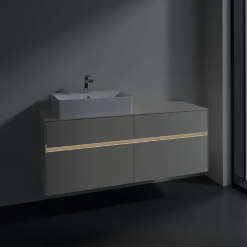 Bild von VILLEROY BOCH Collaro Waschbeckenunterschrank, mit Beleuchtung, 4 Auszüge, 1400 x 548 x 500 mm, Cashmere Grey / Cashmere Grey #C132B0VN