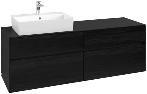 Picture of VILLEROY BOCH Collaro Vanity unit, with lighting, 4 pull-out compartments, 1600 x 548 x 500 mm, Black Oak / Black Oak #C135B0AB