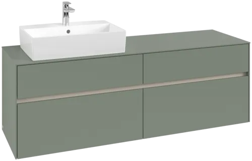 VILLEROY BOCH Collaro Vanity unit, with lighting, 4 pull-out compartments, 1600 x 548 x 500 mm, Soft Green / Soft Green #C135B0AF resmi