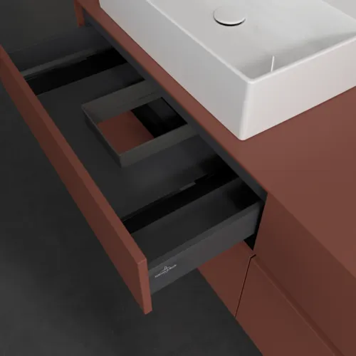 Bild von VILLEROY BOCH Collaro Waschbeckenunterschrank, mit Beleuchtung, 4 Auszüge, 1600 x 548 x 500 mm, Wine Red / Wine Red #C135B0AH