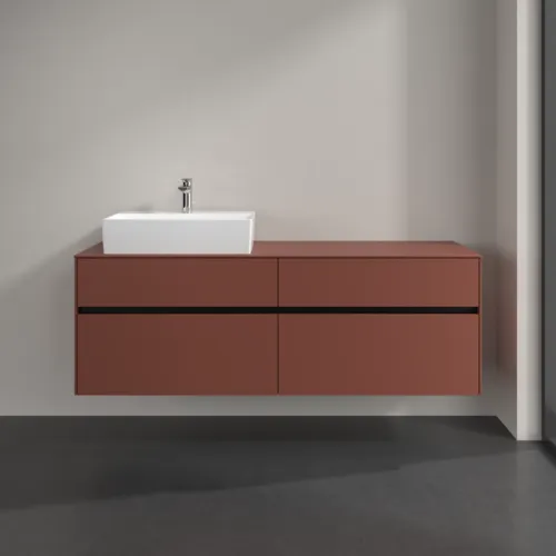 Bild von VILLEROY BOCH Collaro Waschbeckenunterschrank, mit Beleuchtung, 4 Auszüge, 1600 x 548 x 500 mm, Wine Red / Wine Red #C135B0AH