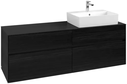 Picture of VILLEROY BOCH Collaro Vanity unit, with lighting, 4 pull-out compartments, 1600 x 548 x 500 mm, Black Oak / Black Oak #C136B0AB