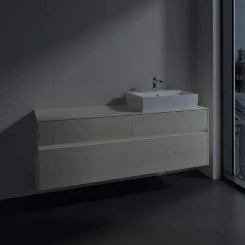 VILLEROY BOCH Collaro Waschbeckenunterschrank, mit Beleuchtung, 4 Auszüge, 1600 x 548 x 500 mm, White Oak / White Oak #C136B0AA, Bild 5