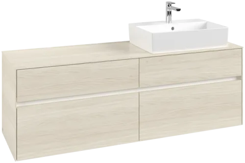 Picture of VILLEROY BOCH Collaro Vanity unit, with lighting, 4 pull-out compartments, 1600 x 548 x 500 mm, White Oak / White Oak #C136B0AA