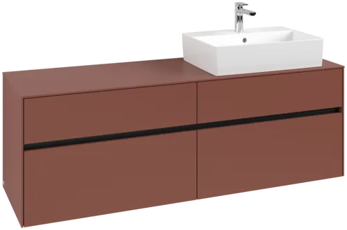 Picture of VILLEROY BOCH Collaro Vanity unit, with lighting, 4 pull-out compartments, 1600 x 548 x 500 mm, Wine Red / Wine Red #C136B0AH