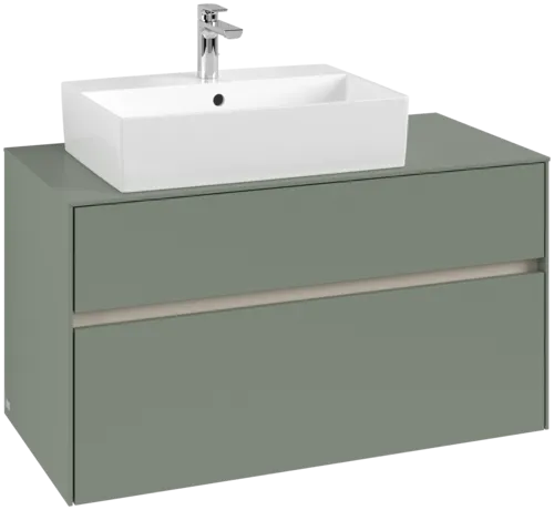 Obrázek VILLEROY BOCH Collaro toaletní skříňka, s osvětlením, 2 výsuvy, 1000 x 548 x 500 mm, Soft Green / Soft Green #C126B0AF