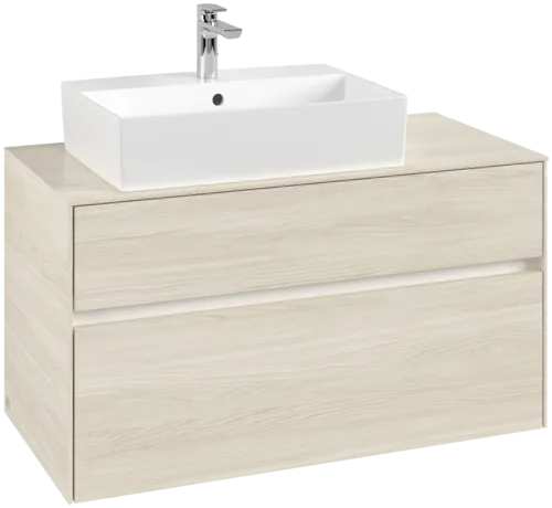 Picture of VILLEROY BOCH Collaro Vanity unit, with lighting, 2 pull-out compartments, 1000 x 548 x 500 mm, White Oak / White Oak #C126B0AA