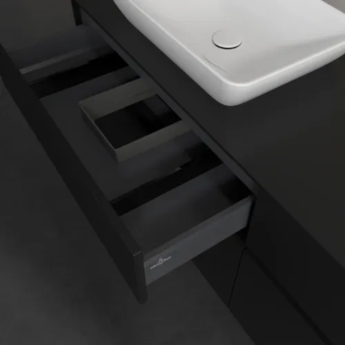 Bild von VILLEROY BOCH Collaro Waschbeckenunterschrank, 4 Auszüge, 1600 x 548 x 500 mm, Volcano Black / Volcano Black #C12100VL
