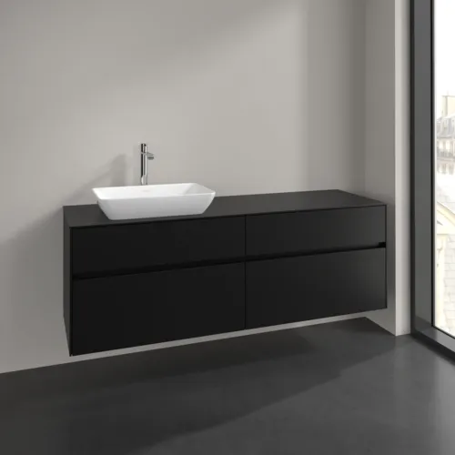 Bild von VILLEROY BOCH Collaro Waschbeckenunterschrank, 4 Auszüge, 1600 x 548 x 500 mm, Volcano Black / Volcano Black #C12100VL