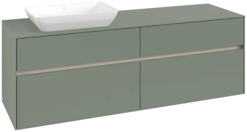 Picture of VILLEROY BOCH Collaro Vanity unit, with lighting, 4 pull-out compartments, 1600 x 548 x 500 mm, Soft Green / Soft Green #C121B0AF