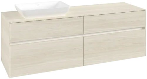 Picture of VILLEROY BOCH Collaro Vanity unit, with lighting, 4 pull-out compartments, 1600 x 548 x 500 mm, White Oak / White Oak #C121B0AA