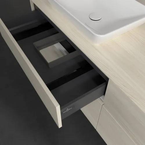 VILLEROY BOCH Collaro Waschbeckenunterschrank, mit Beleuchtung, 4 Auszüge, 1600 x 548 x 500 mm, White Oak / White Oak #C121B0AA, Bild 8