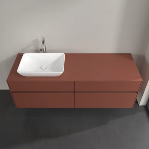 Bild von VILLEROY BOCH Collaro Waschbeckenunterschrank, mit Beleuchtung, 4 Auszüge, 1600 x 548 x 500 mm, Wine Red / Wine Red #C121B0AH