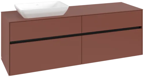 Picture of VILLEROY BOCH Collaro Vanity unit, with lighting, 4 pull-out compartments, 1600 x 548 x 500 mm, Wine Red / Wine Red #C121B0AH
