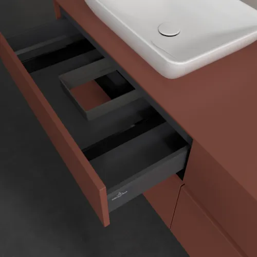 Bild von VILLEROY BOCH Collaro Waschbeckenunterschrank, mit Beleuchtung, 4 Auszüge, 1600 x 548 x 500 mm, Wine Red / Wine Red #C121B0AH