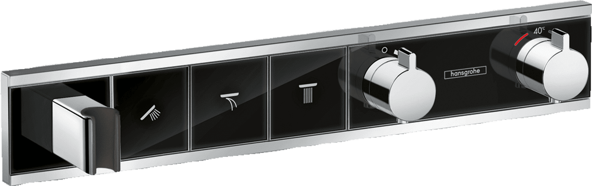 Bild von HANSGROHE RainSelect Thermostat Unterputz für 3 Verbraucher mit integriertem Brausehalter #15356600 - Schwarz/Chrom