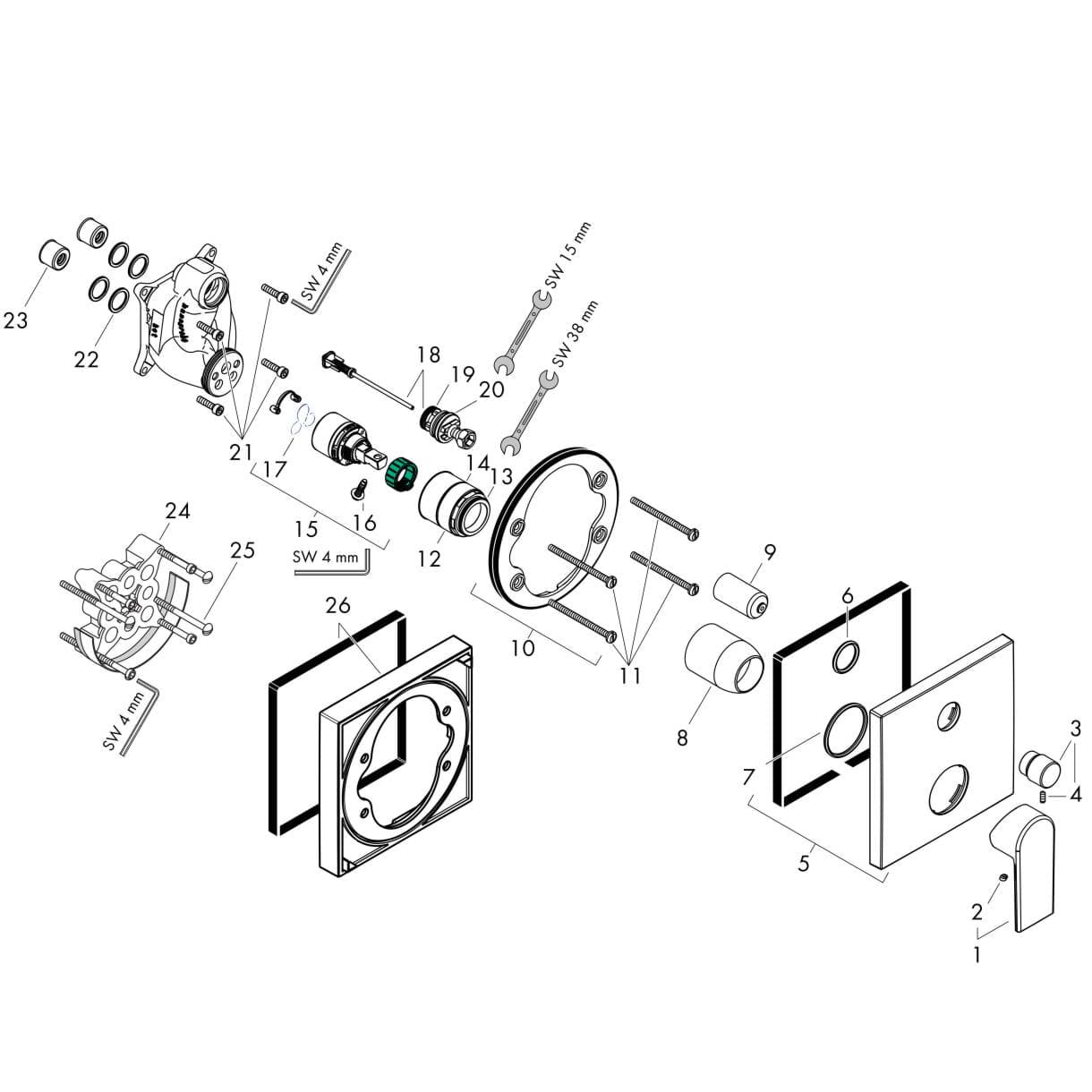 εικόνα του HANSGROHE Vernis Shape Single lever bath mixer for concealed installation for iBox universal Chrome 71468000