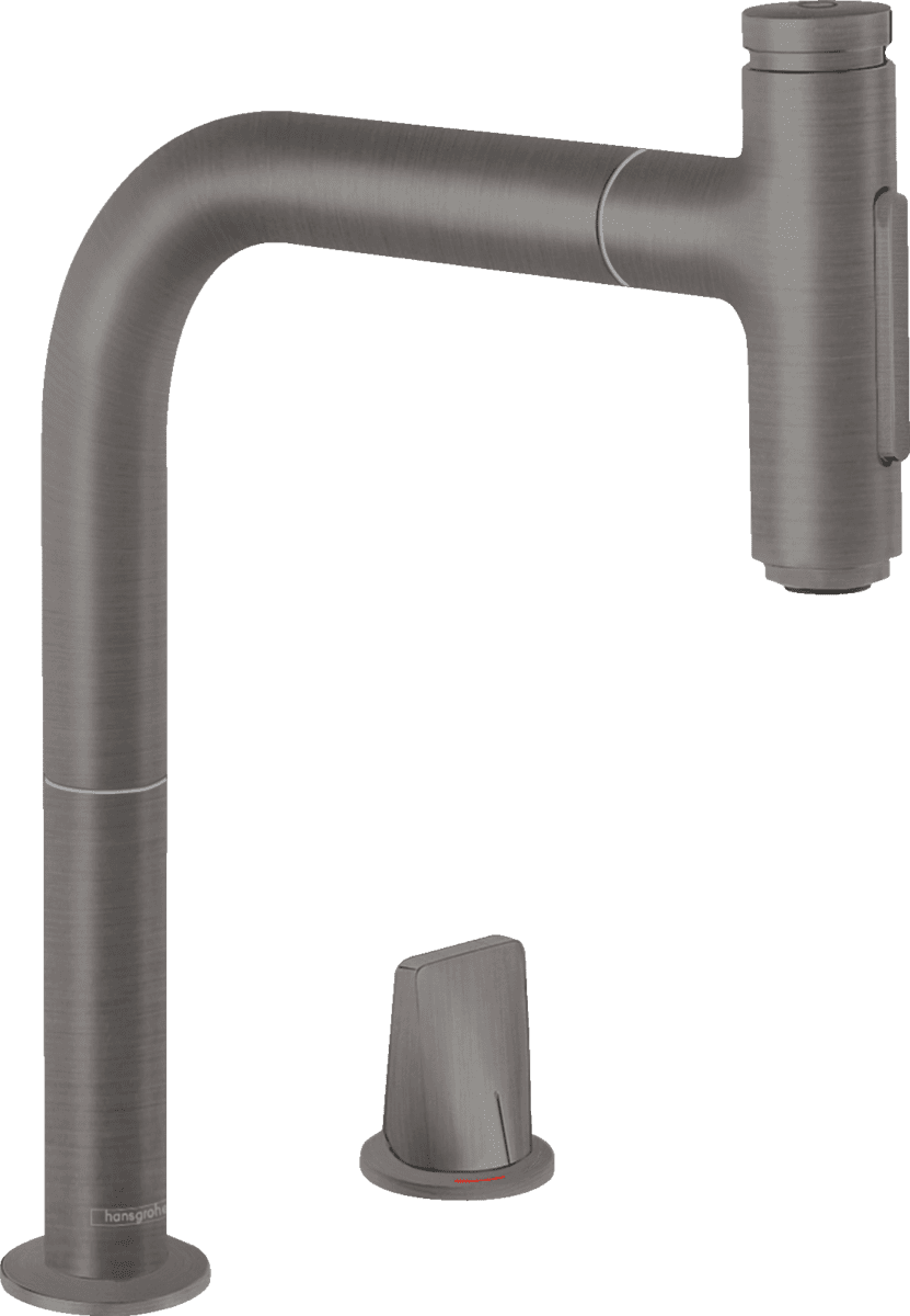 Bild von HANSGROHE Metris Select M71 2-Loch Einhebel-Küchenmischer 200, Ausziehbrause, 2jet, sBox Brushed Black Chrome 73818340