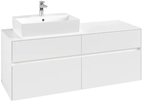 Picture of VILLEROY BOCH Collaro Vanity unit, with lighting, 4 pull-out compartments, 1400 x 548 x 500 mm, White Matt / White Matt #C132B0MS
