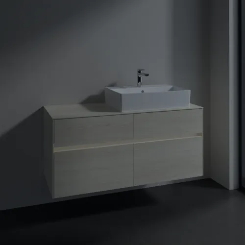 Bild von VILLEROY BOCH Collaro Waschbeckenunterschrank, mit Beleuchtung, 4 Auszüge, 1200 x 548 x 500 mm, White Oak / White Oak #C130B0AA