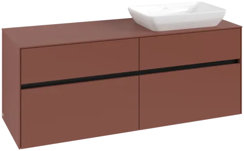 Picture of VILLEROY BOCH Collaro Vanity unit, with lighting, 4 pull-out compartments, 1400 x 548 x 500 mm, Wine Red / Wine Red #C118B0AH