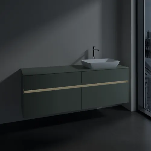 Obrázek VILLEROY BOCH Toaletní skříňka Collaro, s osvětlením, 4 výsuvy, 1600 x 548 x 500 mm, Soft Green / Soft Green #C122B0AF