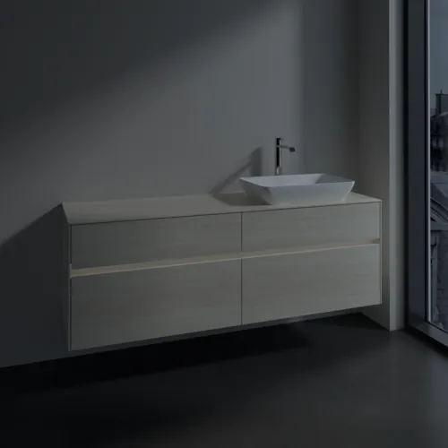 Bild von VILLEROY BOCH Collaro Waschbeckenunterschrank, mit Beleuchtung, 4 Auszüge, 1600 x 548 x 500 mm, White Oak / White Oak #C122B0AA